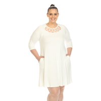 White Mark Women's Plus Criss Cross Neckline Swing Dress - Thumbnail 2