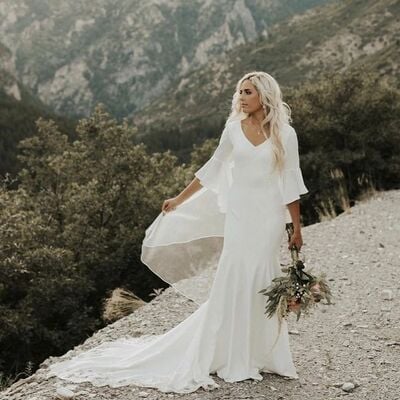Elegant mermaid beach boho wedding dress bridal gown wedding gown - Thumbnail 1