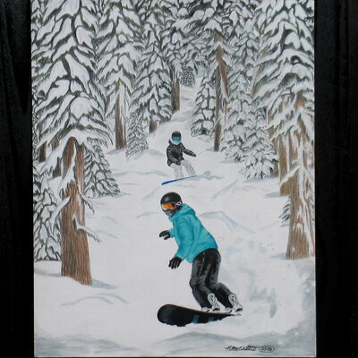 "follow me through the trees" by n.e.thompson, original, full color artwork, size 11x14 inches
