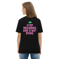 Unisex Organic Cotton T-Shirt with Front Embroidery & Back Print - Thumbnail 2