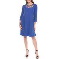 White Mark Women's Crisscross Neckline Relaxed Dress, Sizes S-XL - Thumbnail 4