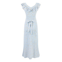 Floral mid-length ruffled skirt holiday lace suspender dress - Thumbnail 1