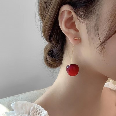 Fashion red cherry drop earrings for women jewelry 