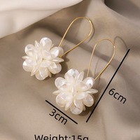 light luxury Flower ball earrings white petal geometric flower earrings for women girls jewelry gift - Thumbnail 1