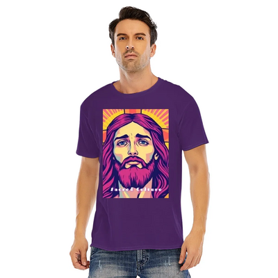 Purple Jesus pop Art Short Sleeve unisex T-shirt