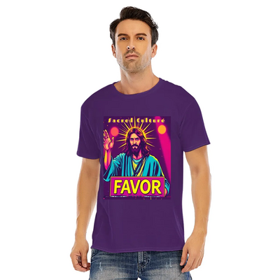 Purple Jesus Music DJ Favor Pop Art Short Sleeve O -neck T-shirt 