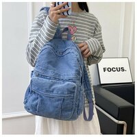 Vintage Demin School Backpack Jeans Shoulder Bag  - Thumbnail 7