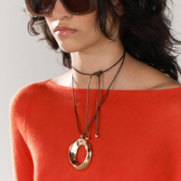  Retro Oval Simple Hollow Metal Pendant Necklace - Thumbnail 2