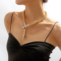  Women Punk Crystal Snake Magnetic Necklace - Thumbnail 4