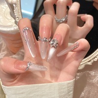 10pcs Handmade Press on Nails for Gluing Spring Green Cat Eye False Nails  - Thumbnail 3