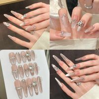 10pcs Handmade Press on Nails for Gluing Spring Green Cat Eye False Nails  - Thumbnail 6