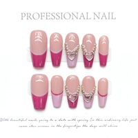 Fashion Handmade Press on Nails French Flowers Design Reusable Acrylic False Nails Artifical Nail Art - Thumbnail 1
