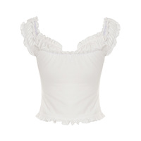 Ruffled collar lace-up vest - Thumbnail 1