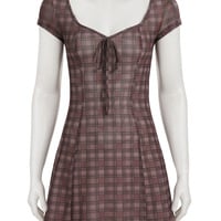 V-neck tie mesh short-sleeved dress - Thumbnail 5