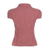 Ruffled V-neck check shirt - Thumbnail 3