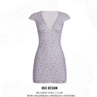 Deep v-neck dress sexy temperament mesh skirt