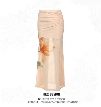 BOTANICAL PRINT HIGH WAIST SKIRT