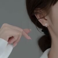 Fashion Little Heart Crystal Hoop Earrings For Women Girls  - Thumbnail 2