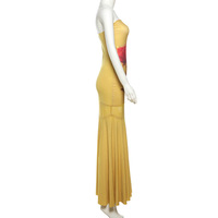 Solid color slim fit fashionable one-shoulder sleeveless printed dress - Thumbnail 1