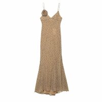 Fashionable flower-decorated polka dot maxi dress - Thumbnail 2