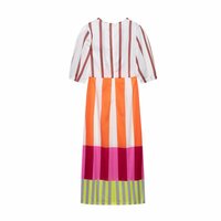 Street Fashion Striped Color Block Slit Dress - Thumbnail 1