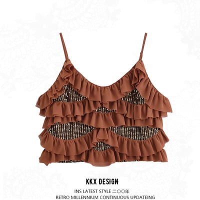 Street style beaded layered camisole top