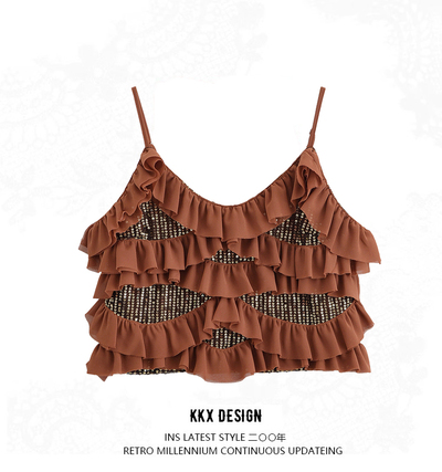 Street Style Beaded Layered Camisole Top