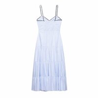 Temperamental and fashionable striped midi suspender dress - Thumbnail 1
