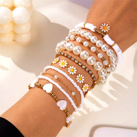  Vintage Daisy Flower Pendant Bracelet Set for Women  - Thumbnail 3
