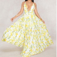 Fashion Sexy strapless v neck backless chiffon maxi dress - Thumbnail 3
