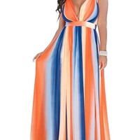 Elegant Summer Women Long Maxi Dress V-Neck Party Beach Sexy Dress - Thumbnail 5