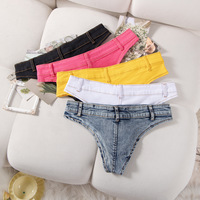 Low Waist Denim Shorts - Thumbnail 4