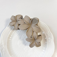  Women Girls Solid Color Matte Plastic Flower large Hair Claw Clip  - Thumbnail 1