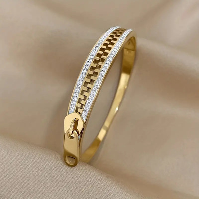 Fashion zipper bracelet charm bangle stainless steel zip hand bracelets