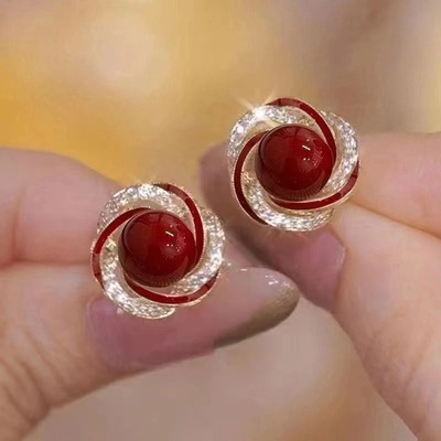 Fashion shiny crystal  simulated pearl earrings