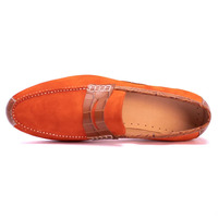 Crafted Leather Handmade Men Orange Suede Crocodile/Alligator Strap Leather Loafers Dress Shoes  - Thumbnail 2