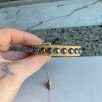 Tan leather Rainbow small domestuds wristband - Thumbnail 1