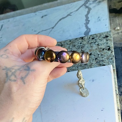 1-row rainbow large dome studs wristband #1