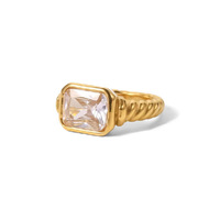 Light Star Diamond Double Layer Loop Ring – Pearl Inlay Irregular Hexagonal Star Design – Stainless Steel Geometric Ring, Sizes 6-8 - Thumbnail 2
