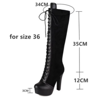 Vintage Retro Lace Up Knee High Boots - Thumbnail 7