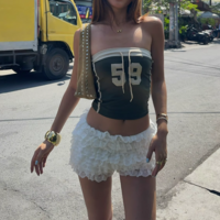 Sexy hot girl digital embroidery design tube top with string short navel-exposing pullover vest - Thumbnail 4