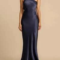 Navy evening dress,backless party dress, Sexy mermaid party dress - Thumbnail 2