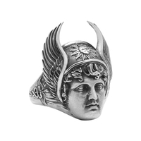 Solid Sterling Silver Greek Mythology God Ring - Thumbnail 3