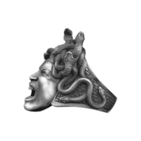 Solid Sterling Silver Greek Mythology Medusa Gorgon Ring - Thumbnail 1