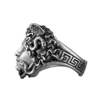 Solid Sterling Silver Greek Mythology Medusa Gorgon Ring - Thumbnail 1