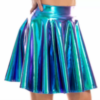 Laser glossy large swing short skirt - Thumbnail 2