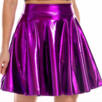 Laser glossy large swing short skirt - Thumbnail 6