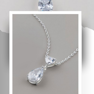 Sterling silver stunning heart drop cz necklace - final sale