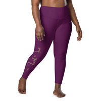 Faith First High-Waisted Pocket Leggings  Plum Gold Edition | Chayilpreneur Activewear - Thumbnail 1