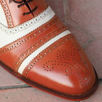 Crafted Leather Handmade Men Classic Brown White Leather Oxford Dress Shoes - Thumbnail 4
